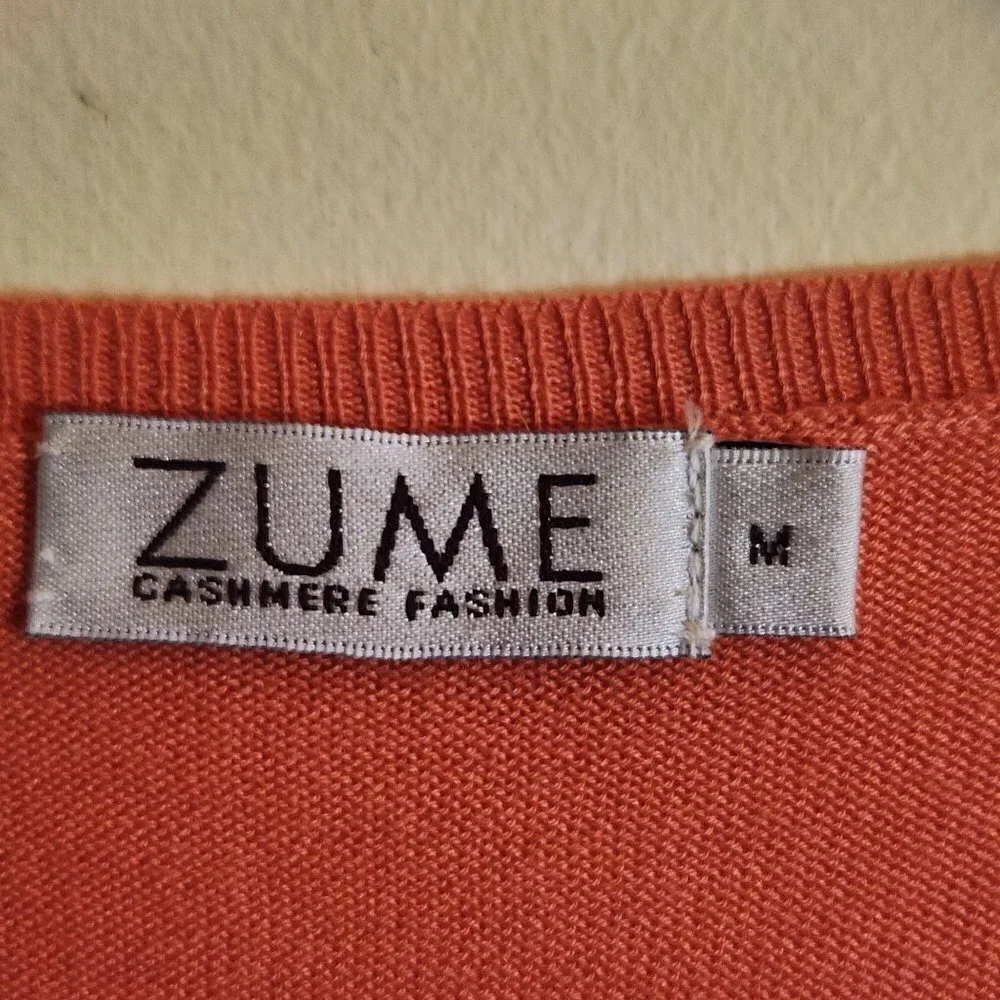 Zume Silk Cashmere Soft Orange Twin Sweater Set Size M